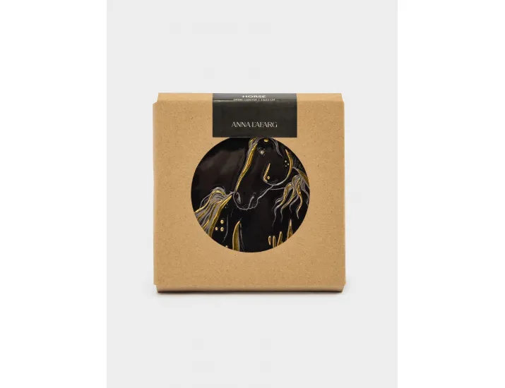 Подставка под кружку 11х11 см квадратная черная Лошадь Anna Lafarg Horse