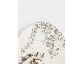 Подставка под горячее, 15x20 см, керамика/пробка, треугольник, белая, Конь, White horse