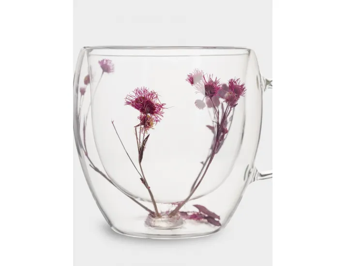 Кружка 240 мл с сухоцветами внутри Сиреневые цветы Anna Lafarg Wind-mystery