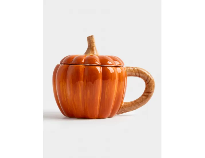 Кружка 450 мл с крышкой оранжевая Тыква Anna Lafarg Bright pumpkin