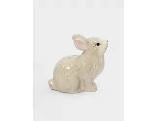 Емкость для соли или перца, 8 см, керамика, серая, Кролик с цветами, Brown Rabbit