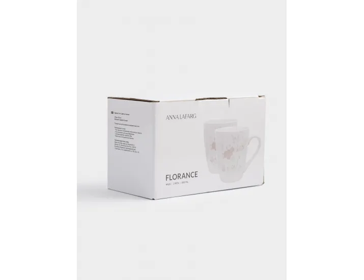 Кружка 350 мл 2 шт белая Цветы и листья Anna Lafarg Florance