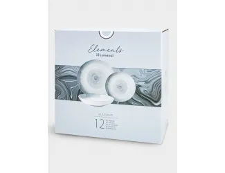 Сервиз обеденный, 4 перс, 12 пр, керамика, серо-голубой, Спираль, Vulcano