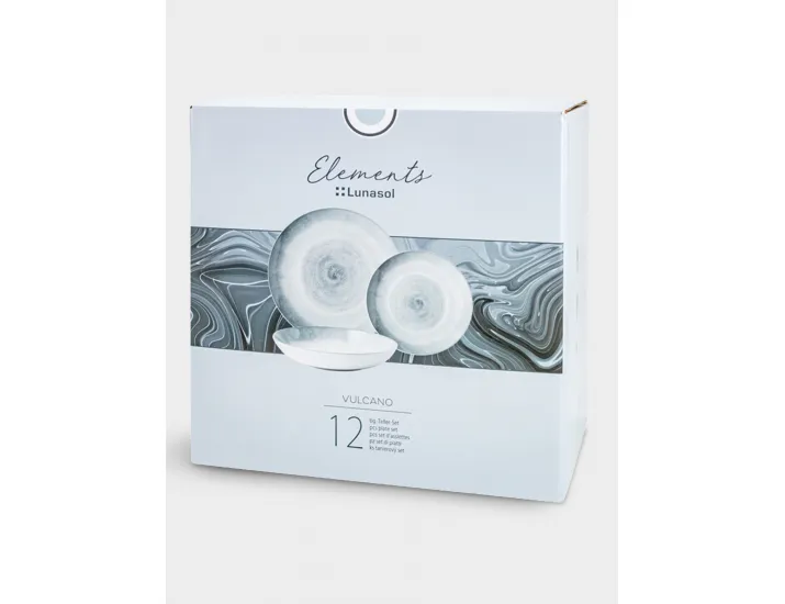 Сервиз обеденный 4 персоны 12 предметов серо-голубой Спираль Lunasol Vulcano