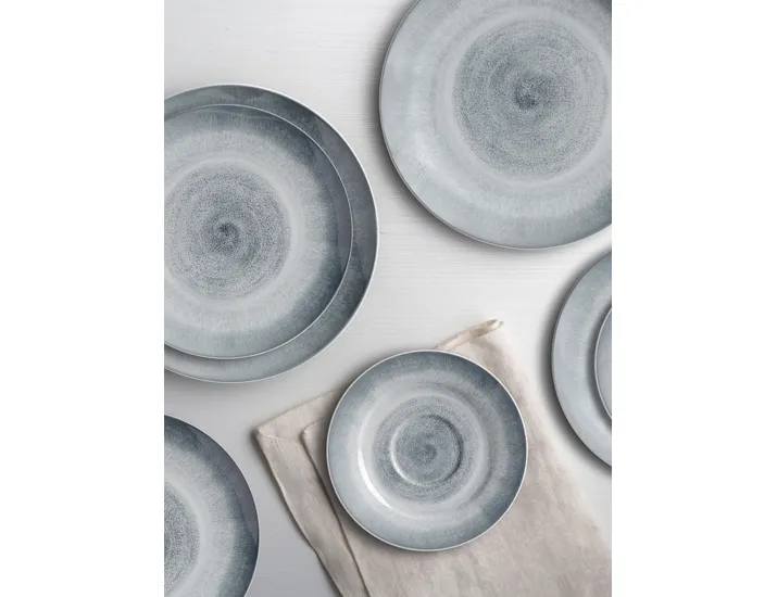 Сервиз обеденный 4 персоны 12 предметов серо-голубой Спираль Lunasol Vulcano