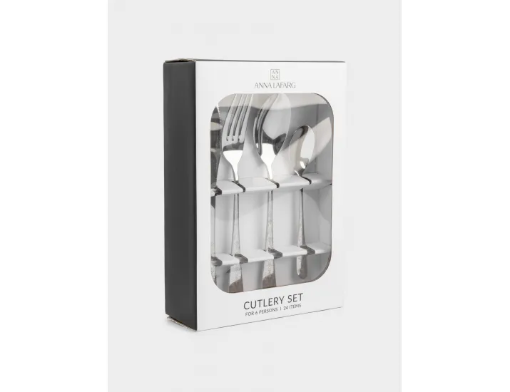 Столовые приборы 6 персон 24 предмета серебристые Узоры Anna Lafarg Valetta