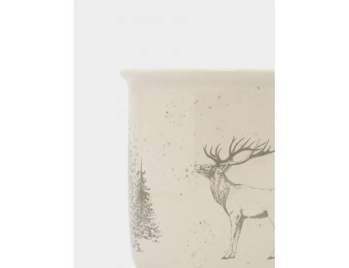 Кружка 370 мл бело-серая Олень в лесу Anna Lafarg Maral grey