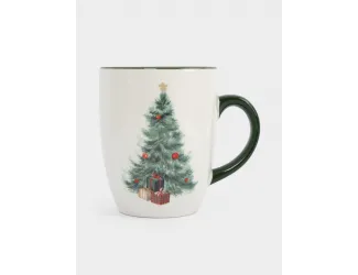 Кружка, 330 мл, керамика D, зеленая, Елка с подарками, Festival