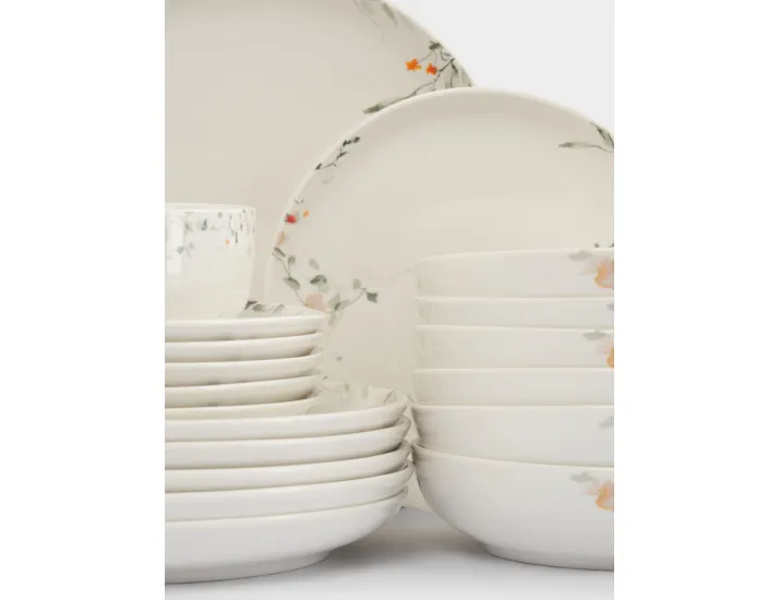 Сервиз обеденный 6 персон 19 предметов белый Цветы и листья Anna Lafarg Primrose