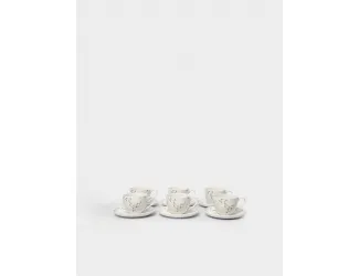 Пара чайная, 6 перс, 12 пр, 220 мл, фарфор N, белая, Цветы и листья, Primrose