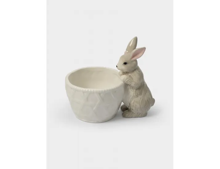 Конфетница 12х16 см молочно-серая Кролик с корзинкой Anna Lafarg Brown Rabbit