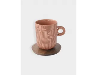 Набор кружек, 2 шт, 0.35 л, бежевый, коричневый, на подставке, акация,  Радуга