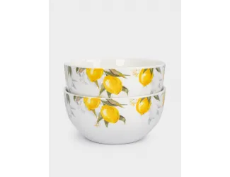 Салатник, 14x8 см, 620 мл, 2 шт, фарфор P, белый, Лимоны, Palermo