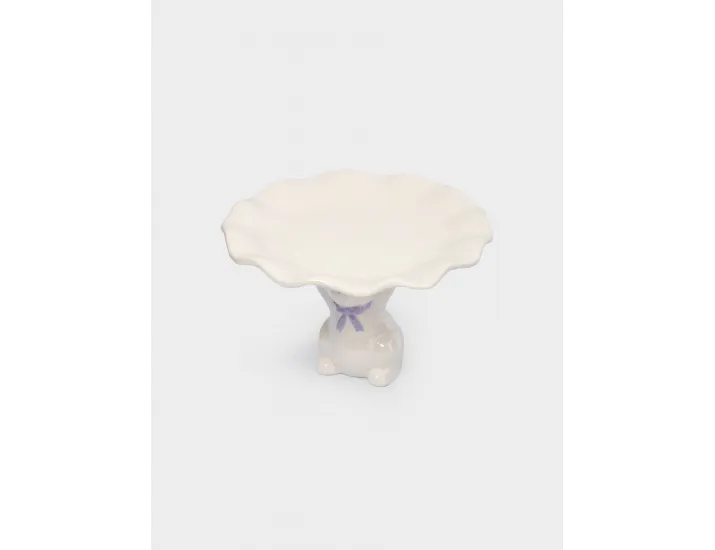 Блюдо на ножке 19х12 см молочно-золотистое Anna Lafarg Кролик с бантом White Rabbit