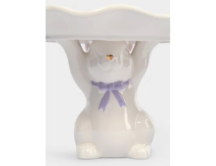 Блюдо на ножке 19х12 см молочно-золотистое Anna Lafarg Кролик с бантом White Rabbit