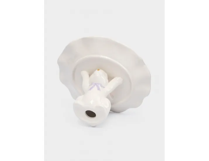 Блюдо на ножке 19х12 см молочно-золотистое Anna Lafarg Кролик с бантом White Rabbit