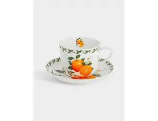 Чашка с блюдцем, 480 мл, Апельсин