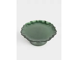 Блюдо на ножке, 21х8 см, стекло, зеленое, Seville