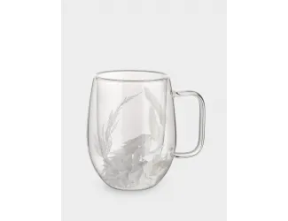 Кружка, 330 мл, стекло Б, с сухоцветами внутри, Белые цветы, Wind-mystery