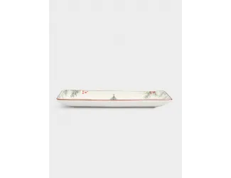 Блюдо, 34х13 см, керамика D, прямоугольное, красная, Лошадка у елки, Festival