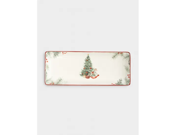 Блюдо 34х13 см прямоугольное красная Лошадка у елки Anna Lafarg Festival