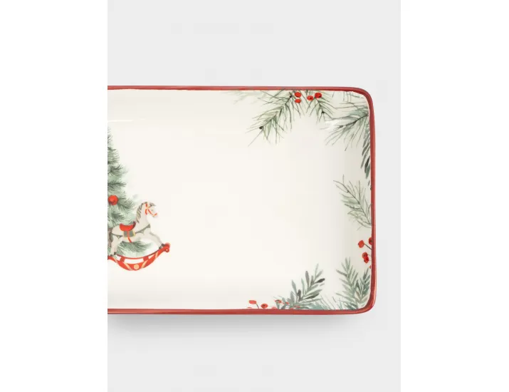 Блюдо 34х13 см прямоугольное красная Лошадка у елки Anna Lafarg Festival