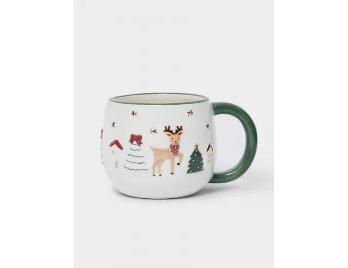 Кружка 400 мл 2 шт зеленая/красная Олень и Кот Anna Lafarg New year