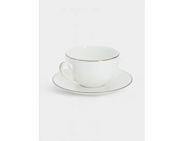 Чашка с блюдцем 250 мл белая с серебристым кантом Anna Lafarg Арктика