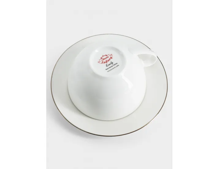 Чашка с блюдцем 250 мл белая с серебристым кантом Anna Lafarg Арктика