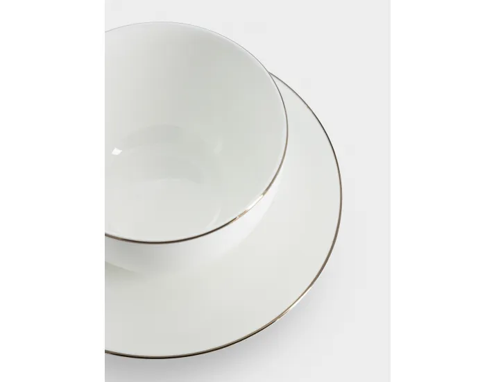 Чашка с блюдцем 250 мл белая с серебристым кантом Anna Lafarg Арктика