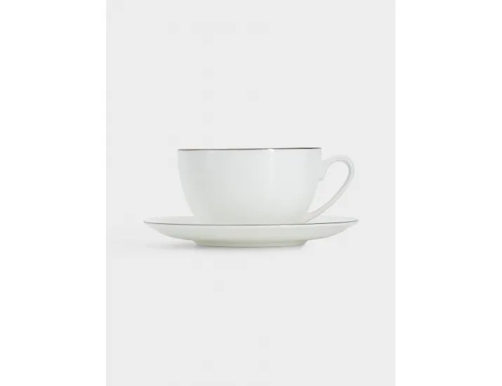Чашка с блюдцем 250 мл белая с серебристым кантом Anna Lafarg Арктика