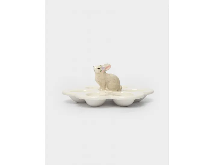 Блюдо пасхальное 22х9 см 6 отделений молочно-серое Кролик с цветами Anna Lafarg Brown Rabbit