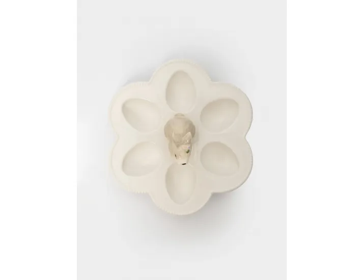 Блюдо пасхальное 22х9 см 6 отделений молочно-серое Кролик с цветами Anna Lafarg Brown Rabbit