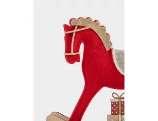 Статуэтка, 19 см, фетр/МДФ, красная, Лошадка-качалка, Bright horse