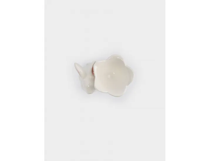 Подставка для яйца 7 см молочно-золотистая Кролик с цветком Anna Lafarg White Rabbit