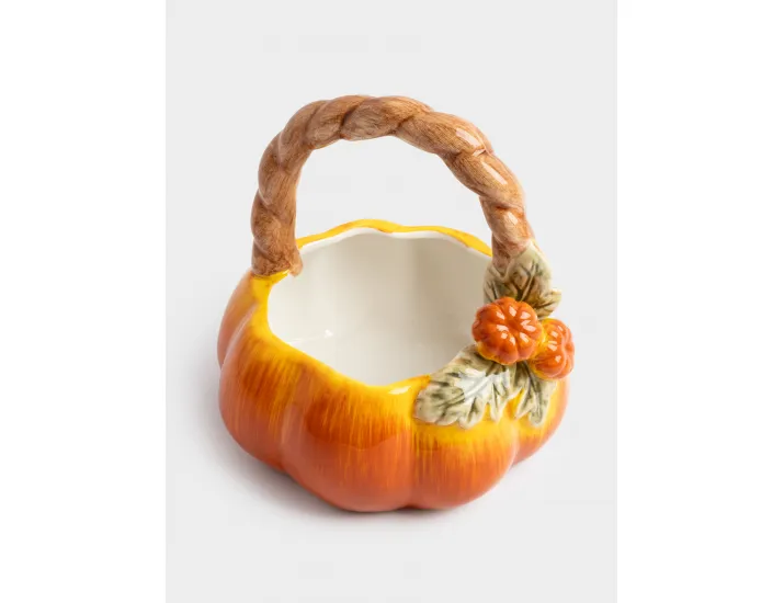 Конфетница 21х21 см с ручкой оранжево-зеленая Тыква Anna Lafarg Bright pumpkin