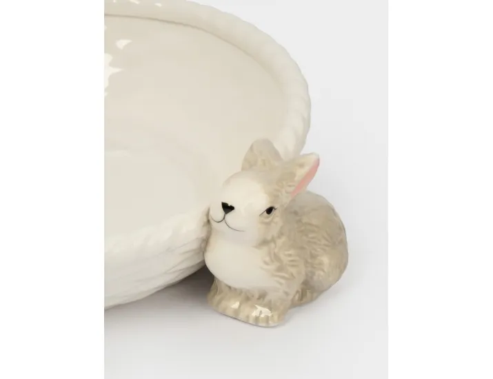 Ваза для фруктов 26х6 см керамика молочно-серая Кролики с корзинкой Anna Lafarg Brown Rabbit