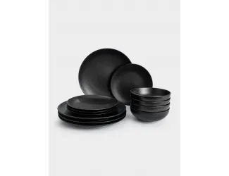 Сервиз обеденный, 4 перс, 12 пр, фарфор P, черный, матовый, Caviar Black