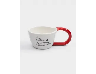 Кружка, 350 мл, фарфор N, бело-красная, Кот, Eccentric