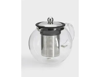 Чайник заварочный, 1,2 л, стекло Б/сталь/силикон, серебристо-черный, Base black