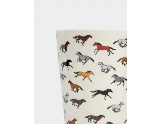 Кружка, 420 мл, фарфор N, белая, Бегущие лошади, Bright horse
