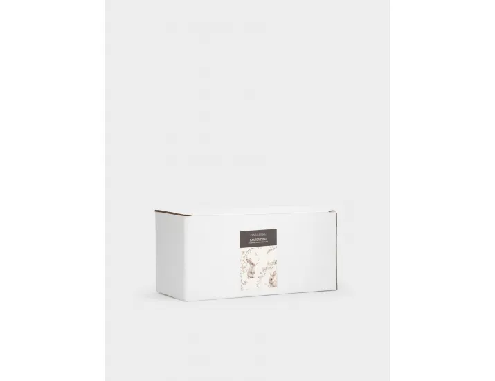 Блюдо пасхальное 20х9 см 3 отделения молочно-золотистое Кролики с цветами Anna Lafarg White Rabbit