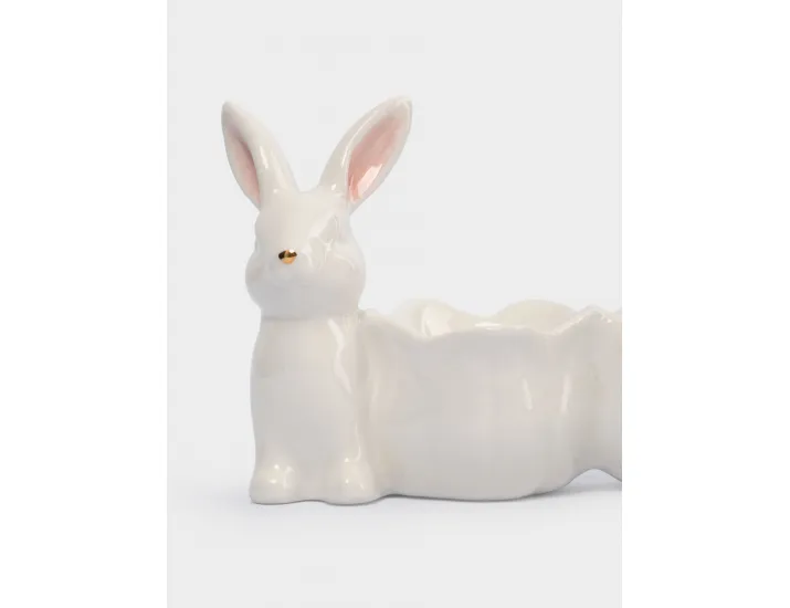 Блюдо пасхальное 20х9 см 3 отделения молочно-золотистое Кролики с цветами Anna Lafarg White Rabbit