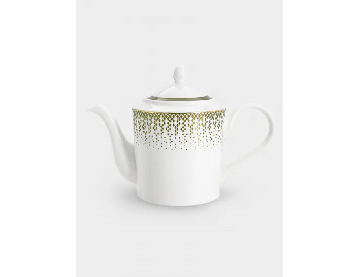 Сервиз чайный 12 персон 40 предметов бело-зеленый с золотистым кантом матовый Anna Lafarg Virtus