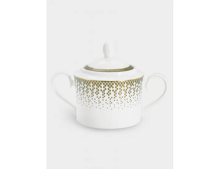 Сервиз чайный 12 персон 40 предметов бело-зеленый с золотистым кантом матовый Anna Lafarg Virtus