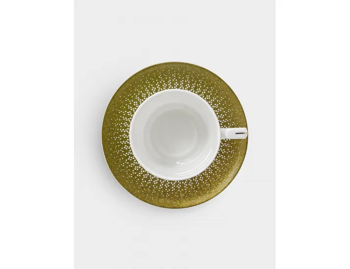 Сервиз чайный 12 персон 40 предметов бело-зеленый с золотистым кантом матовый Anna Lafarg Virtus