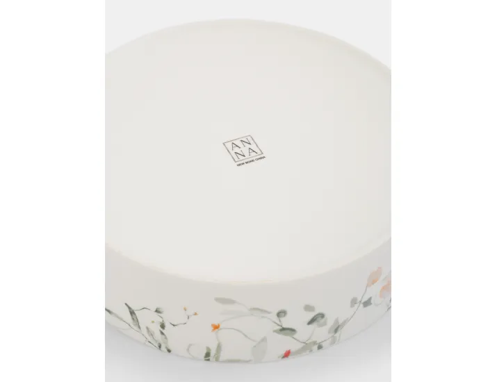 Блюдо 23х6 см с бортами белое Цветы и листья Anna Lafarg Primrose