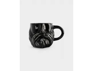 Кружка, 560 мл, керамика, черно-серебристая, Мужчина с бородой, Manly