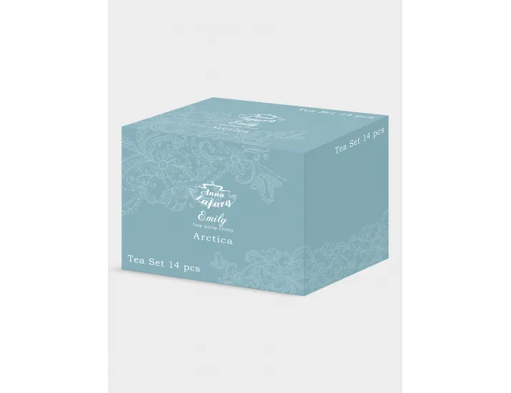 Чайный набор 6 персон 14 предметов белый с серебристым кантом Anna Lafarg Арктика