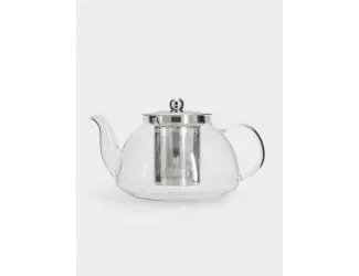 Чайник заварочный, 1 л, стекло Б/сталь, серебристый, Base